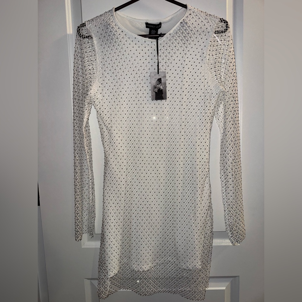 NWT white sparkle mini dress sincerely jules